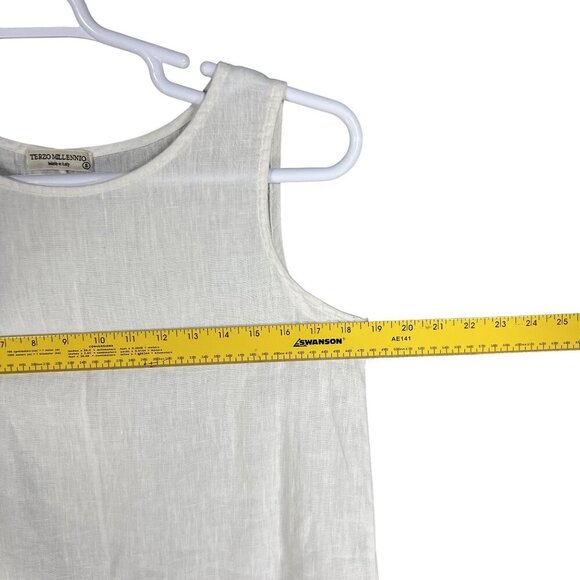 Terzo Millennio Womens S White Linen Tank Top Crochet Hem Italy Made Clean Girl - Picture 8 of 12